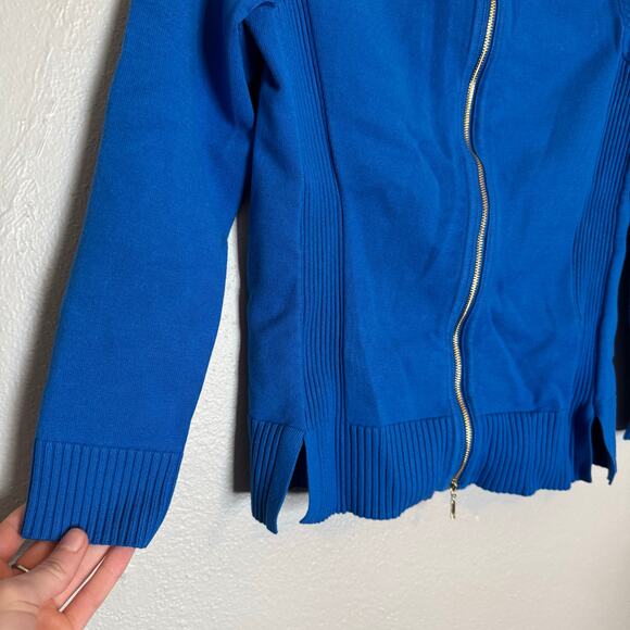 Per Se Cobalt Blue Zip Up Cardigan Sweater - Picture 5 of 8